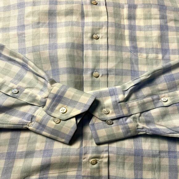 Loro Piana Luxury Linen Shirt Pastel Gingham Plaid Heritage Bespoke Men's XL - Picture 5 of 10